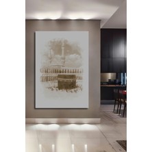 Teona Ahşap Dekoratif Ahşap Dikdörtgen Tablo Kabe Mekke