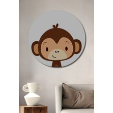 Teona Ahşap Dekoratif Ahşap Yuvarlak Tablo Sevimli Maymun