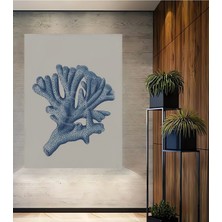 Teona Ahşap Dekoratif Ahşap Dikdörtgen Tablo Mavi Mercan