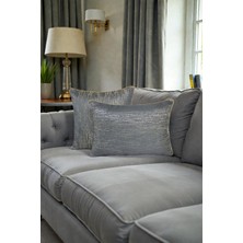 Visionario Kırlent Kılıfı Çizgili Desenli Jakarlı Dokuma Kumaş 2'li 45X45 ve 35X50 Çift Taraflı Biyeli