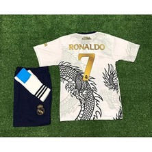 Candy Cup Cristiano Ronaldo Real Madrid Beyaz Dragon Özel Tasarım Çocuk 4'lü Set Forması
