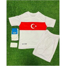 Candy Cup Türkiye Euro 2024 Isimsiz Beyaz Çocuk Forması 4'lü Set (White)