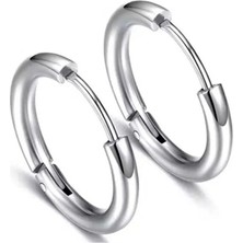 Jaida Moda Unisex 316L Cerrahi Çelik Gümüş Renk Halka Küpe