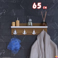 Modilayn Kedi Serisi 61,4X18 cm 4’lü Banyo Askısı Seti | 12 Kancalı Raflı Düzenleyici Yer Tasarrufu