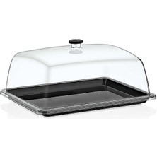 GastroPlast Kırılmaz (Pc) Fanus ve Tepsi Seti (325 x 265 Mm) - Kafe, Pastane ve Restoranlar Için Servis Seti - Profesyonel Servis ve Sunum Ekipmanı