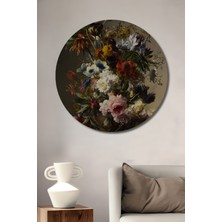 Teona Ahşap Dekoratif Ahşap Yuvarlak Tablo Çiçek Buketi