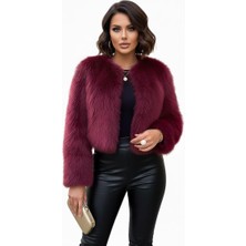 Bisiklet Yaka Uzun Kollu Kürk Mont