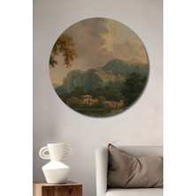 Teona Ahşap Dekoratif Ahşap Yuvarlak Tablo Doğa Manzarası