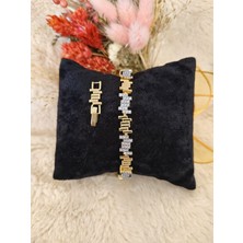 Tuel Gold Detaylı Modern Tasarımlı Çelik Bileklik