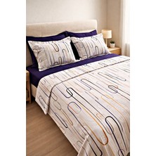 Miar %100 Pamuk Çift Kişilik Lastikli Çarşaflı Nevresim Seti – 4 Adet Yastık Kılıflı,toplam 6 Parça