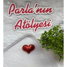 Parla'nın Atölyesi 0-3 Yaş Az Saçlı ve Saçsız Bebek Tokası Kırmızı Simli Kalp