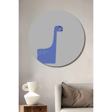Teona Ahşap Dekoratif Ahşap Yuvarlak Tablo Mavi Dinozor
