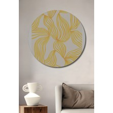 Teona Ahşap Dekoratif Ahşap Yuvarlak Tablo Sarı Dalgalar