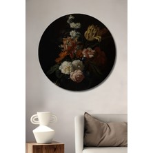 Teona Ahşap Dekoratif Ahşap Yuvarlak Tablo Çiçek Buketi