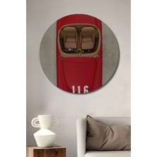 Teona Ahşap Dekoratif Ahşap Yuvarlak Tablo Kırmızı Araba