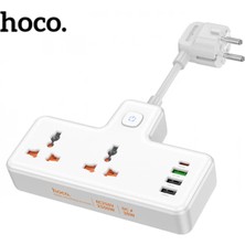 Egecen Hoco AC12A 2500W 2 Priz + 3 USB + 30W Type-C Multifonksiyonel Priz Çoğaltıcı Şa - EC001Z-56TWR