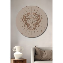 Teona Ahşap Dekoratif Ahşap Yuvarlak Çerçeve Görünümlü Tablo Yengeç Burcu