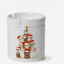 Sartre Art "blue Blanc Serisi" Noel Kedilerimm Tasarımlı Kokusuz Söndür At Küllük Kül Tablası