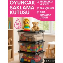 Loremp Oyuncak Kutusu Gıda Saklama Kabı Depolama Düzenleme 80 Litre 3 Adet