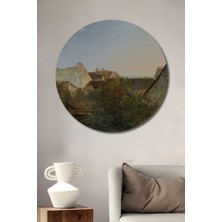 Teona Ahşap Dekoratif Ahşap Yuvarlak Tablo Köy Manzarası