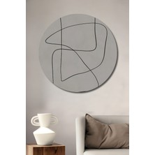 Teona Ahşap Dekoratif Ahşap Yuvarlak Çerçeve Görünümlü Tablo Soyut Çizgiler Sanatı