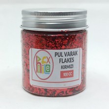 Hobiflex Pul Varak Gilding Flakes Sanatsal Ince Tanecikli Kırpık Folyo Epoksi Reçine Nail Art 100 cc Kırmızı