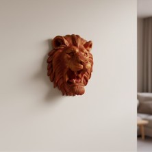 Bi Dünya Shop Gold Kırmızı Aslan Duvar Dekoru Asılabilir Hediyelik 3D Heykel 20X21 cm - UD001X-50KLX6