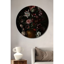 Teona Ahşap Dekoratif Ahşap Yuvarlak Tablo Çiçek Demeti