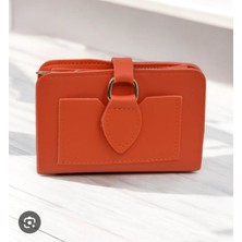 Bozuk Para ve Nakit Para Bölmeli Turuncu Cüzdan Kartlık Aksesuar