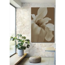 Teona Ahşap Dekoratif Ahşap Dikdörtgen Tablo Beyaz Çiçek