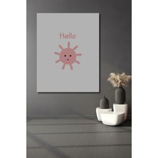 Teona Ahşap Dekoratif Ahşap Dikdörtgen Tablo Pembe Güneş