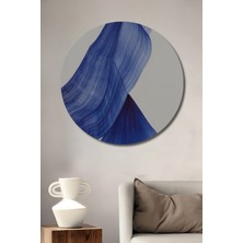 Teona Ahşap Dekoratif Ahşap Yuvarlak Çerçeve Görünümlü Tablo Mavi Dalgalar