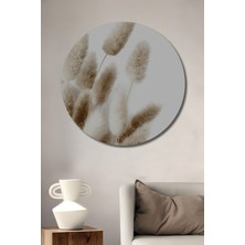 Teona Ahşap Dekoratif Ahşap Yuvarlak Tablo Pampas Otları