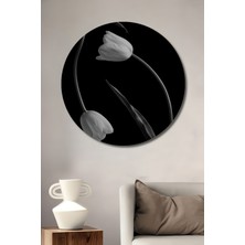 Teona Ahşap Dekoratif Ahşap Yuvarlak Tablo Zarif Laleler