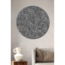 Teona Ahşap Dekoratif Ahşap Yuvarlak Tablo Soyut Çizgiler