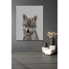 Teona Ahşap Dekoratif Ahşap Dikdörtgen Tablo Gümüş Kurt