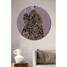 Teona Ahşap Dekoratif Ahşap Yuvarlak Tablo Çiçekli Kadın