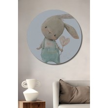 Teona Ahşap Dekoratif Ahşap Yuvarlak Tablo Sevimli Tavşan