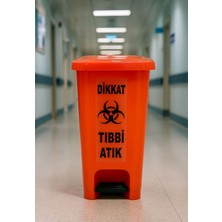 Loremp Tıbbi Atık Kutusu 10 Lt Pedallı Çöp Kutusu Turuncu Renk