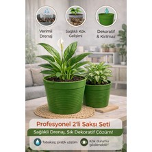 Plant Home Power Mix Akıllı 2’li Saksı Seti – Yeşil Dekoratif Saksı + Şeffaf Üretim Saksısı | Drenajlı, Kırılmaz