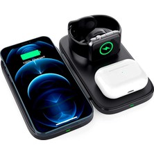Elektronikçim Ally W66 15W 3 In1 Android + iPhone Taşınabilir Mini Kablosuz Hızlı Şarj Stand? - TK0021-5CTFB