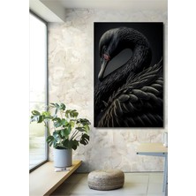 Teona Ahşap Dekoratif Ahşap Dikdörtgen Tablo Siyah Kuğu