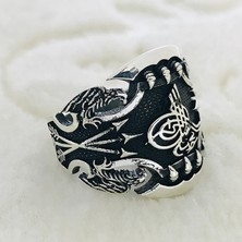 Canka Osmanlı Tuğrası İşlemeli 925 Ayar Gümüş Erkek Yüzük