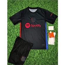 Candy Cup Barceleno Lamine Yamal Yeni Sezon Siyah Çocuk Forması 4 Lü Set(Çorap Bileklik HEDIYELLI)-IM01