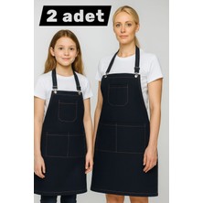 Anne Kız Kombin Atölye Barista Seramik Aşçı Master Chef Çiçekçi Pastacı Kot Denim Önlük 2ADET
