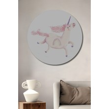 Teona Ahşap Dekoratif Ahşap Yuvarlak Tablo Pembe Unicorn