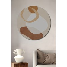 Teona Ahşap Dekoratif Ahşap Yuvarlak Çerçeve Görünümlü Tablo Soyut Formlar