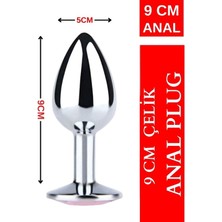 Aşkın Deposu Çelik Anal Plug Tıkaç - 9 cm Uzunluk - 42MM Çap - Büyük Boy Elmas Taşlı