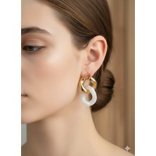 Livaz Accessories Çelikkadıngold/beyaz Sallantılı Küpe