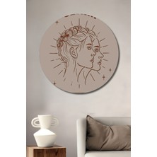 Teona Ahşap Dekoratif Ahşap Yuvarlak Tablo Ikizler Burcu